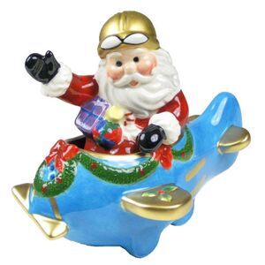Santa in Airplane Holiday Salt and Pepper Shakers